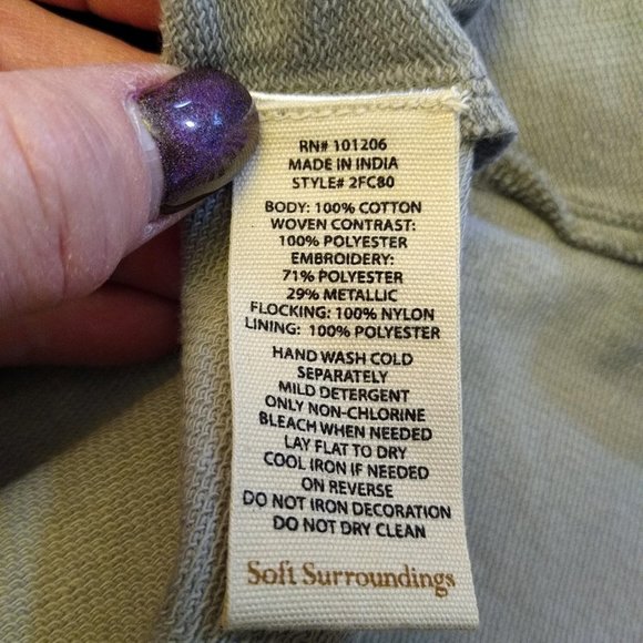 NWT Grandeur Jacket, Soft Surroundings, Gray with Mauve Flower pattern - Size M - Picture 8 of 15